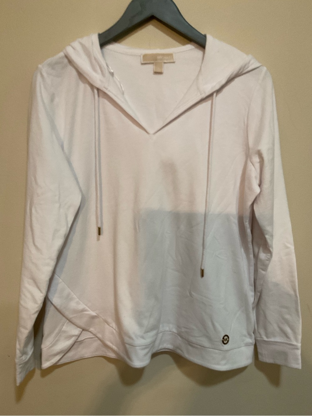 MICHAEL Michael Kors Women's White V-Neck Pullover Hoodie. It